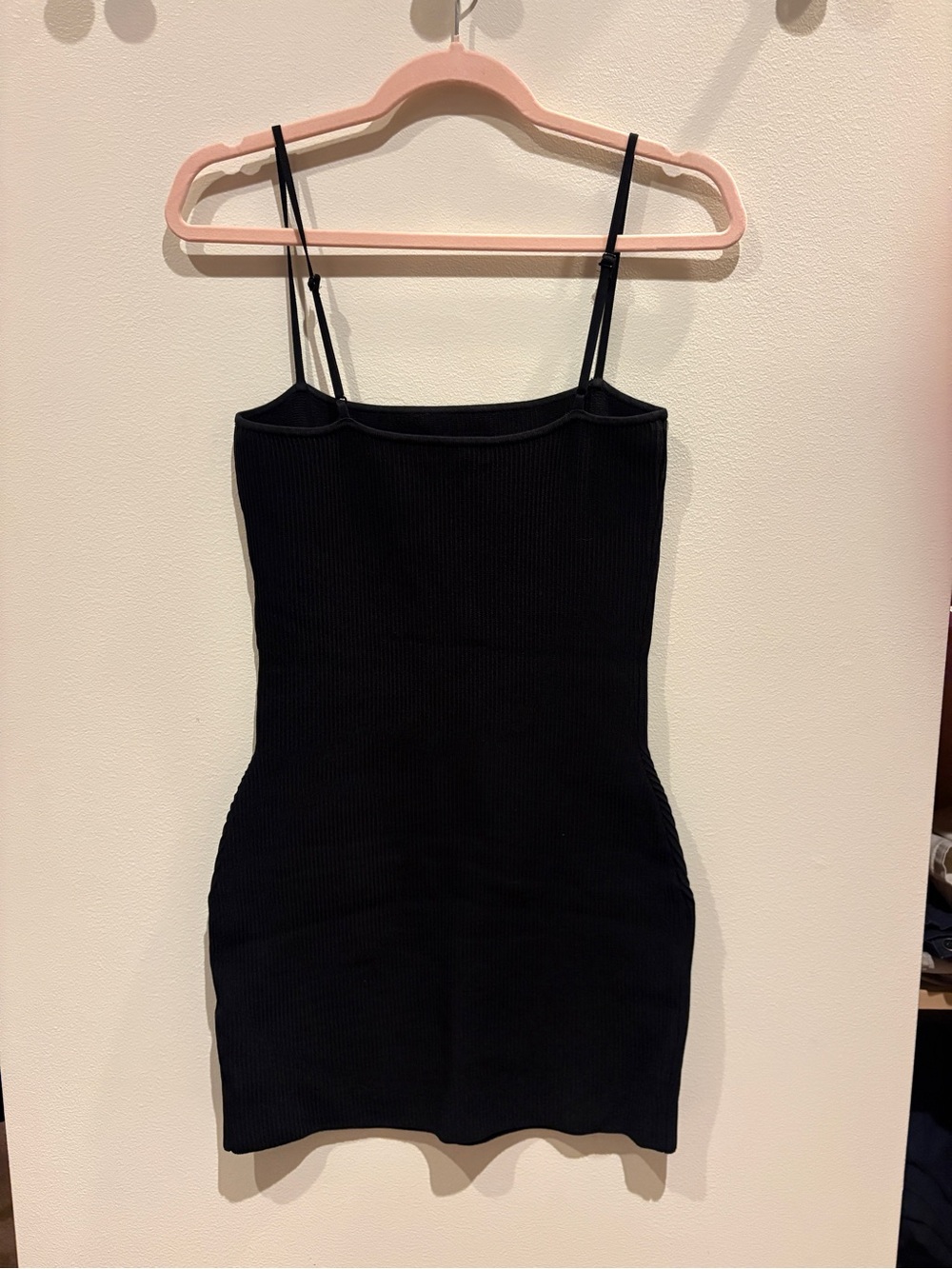 Babaton scuplt knit Spaghetti Strap Dress - Black